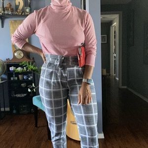 Karen Scott Red/White Striped Turtle Neck